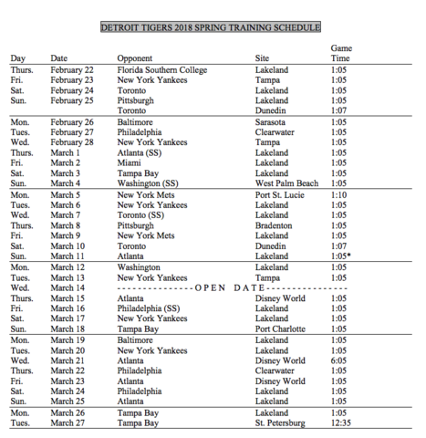 Detroit Tigers unveil 2018 Spring Training schedule - WXYZ.com